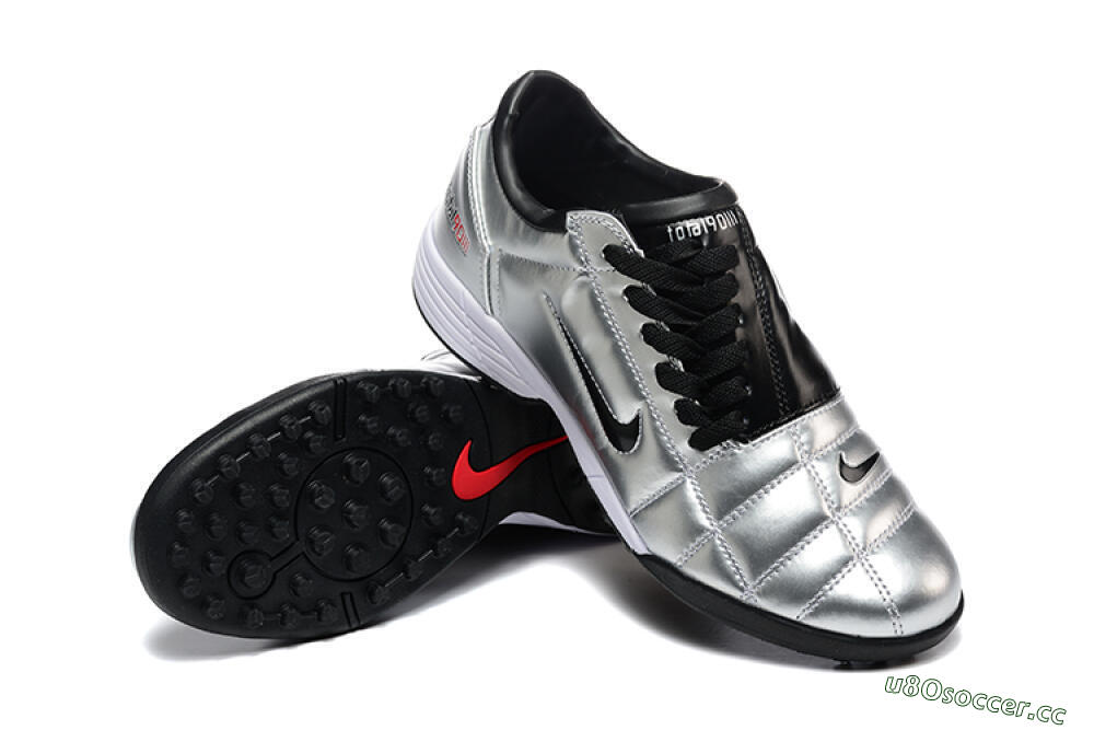 Men's Nike Total 90 III TF Artificial Turf Low-Tops Football Shoes - Silver/Black/White 4