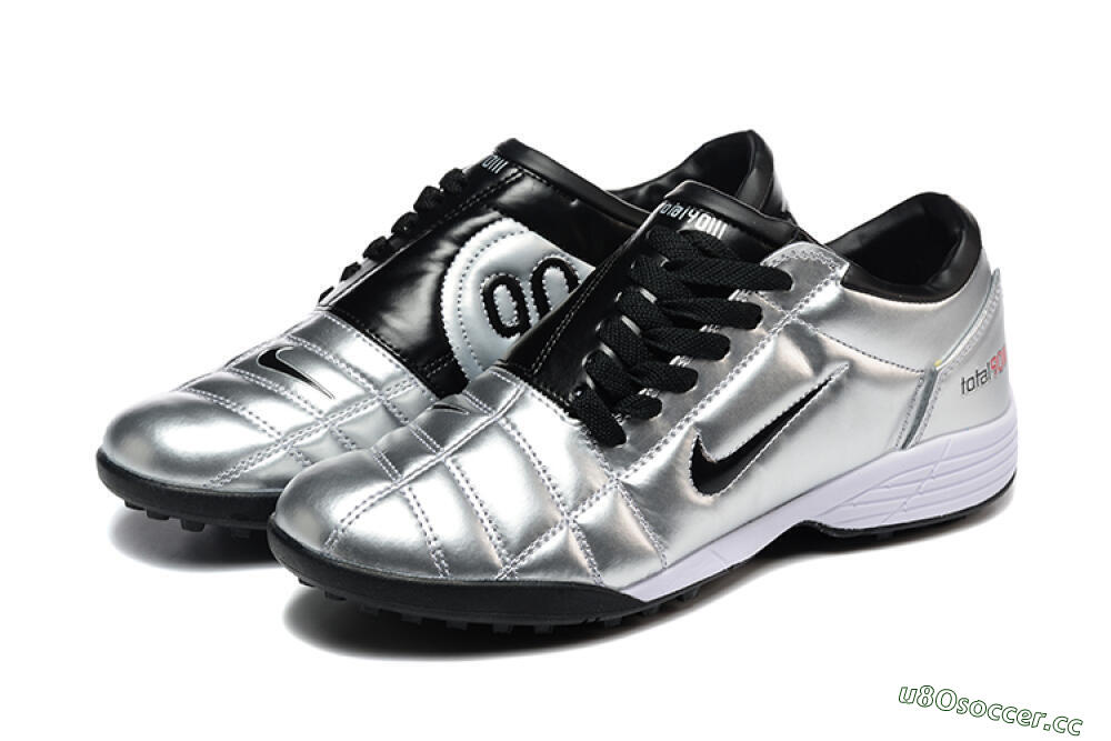 Men's Nike Total 90 III TF Artificial Turf Low-Tops Football Shoes - Silver/Black/White 5