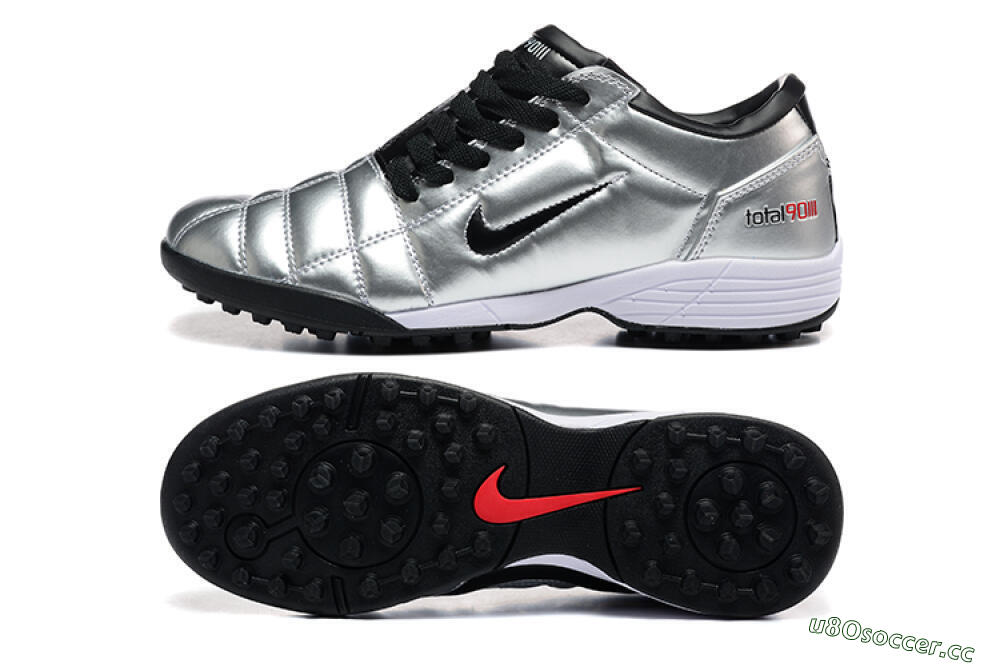 Men's Nike Total 90 III TF Artificial Turf Low-Tops Football Shoes - Silver/Black/White 1