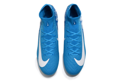 Unisex Nike Air Zoom Mercurial Superfly 10 Elite FG Firm Ground High-Tops Football Boots - Blue/White