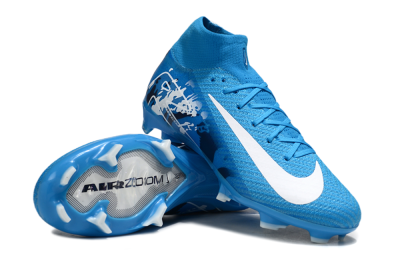 Unisex Nike Air Zoom Mercurial Superfly 10 Elite FG Firm Ground High-Tops Football Boots - Blue/White