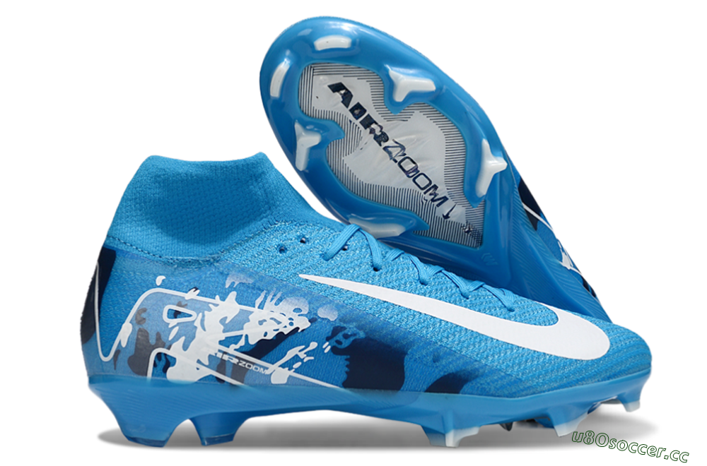 Unisex Nike Air Zoom Mercurial Superfly 10 Elite FG Firm Ground High-Tops Football Boots - Blue/White 2
