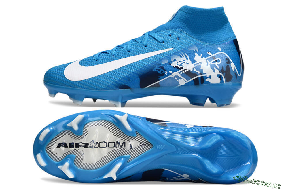 Unisex Nike Air Zoom Mercurial Superfly 10 Elite FG Firm Ground High-Tops Football Boots - Blue/White 1