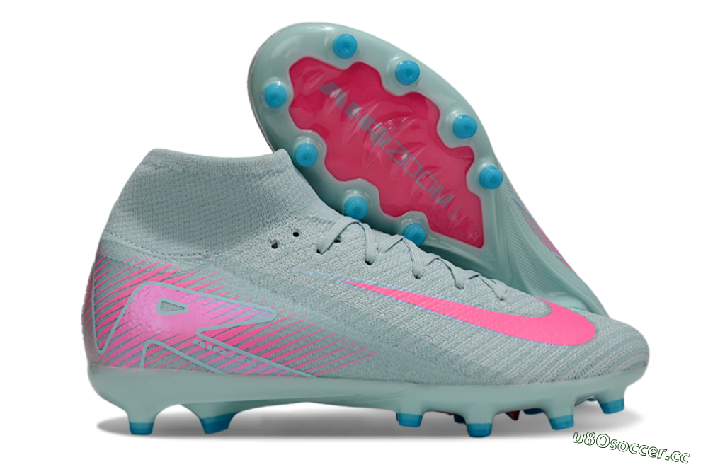 Unisex Nike Air Zoom Mercurial Superfly 10 Elite AG Artificial Grass High-Tops Football Boots - Jade/Pink 2