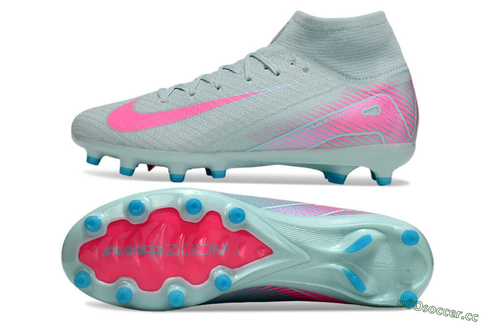 Unisex Nike Air Zoom Mercurial Superfly 10 Elite AG Artificial Grass High-Tops Football Boots - Jade/Pink 1