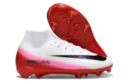 Kids Nike Air Zoom Mercurial Superfly 10 Elite FG Firm Ground High-Tops Football Boots - White/Black/Red