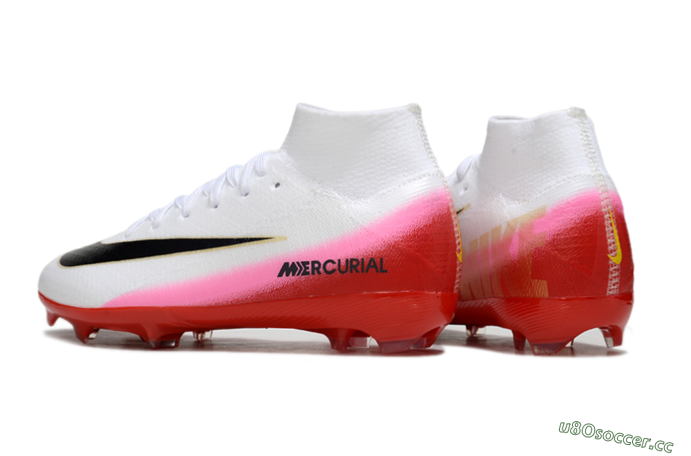 Kids Nike Air Zoom Mercurial Superfly 10 Elite FG Firm Ground High-Tops Football Boots - White/Black/Red 5