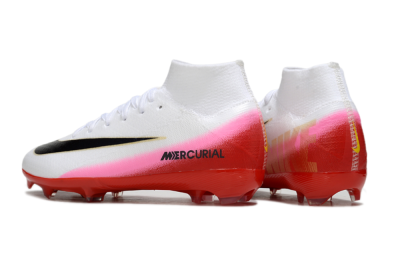 Kids Nike Air Zoom Mercurial Superfly 10 Elite FG Firm Ground High-Tops Football Boots - White/Black/Red