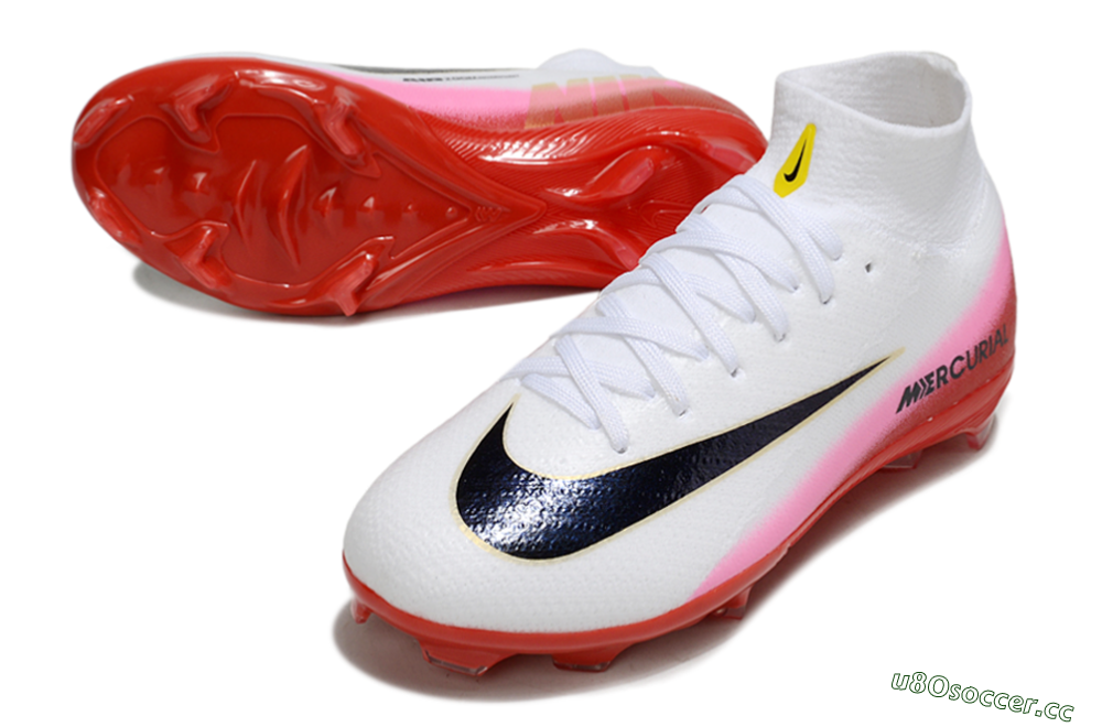 Kids Nike Air Zoom Mercurial Superfly 10 Elite FG Firm Ground High-Tops Football Boots - White/Black/Red 3