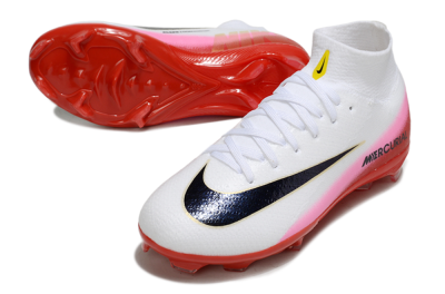 Kids Nike Air Zoom Mercurial Superfly 10 Elite FG Firm Ground High-Tops Football Boots - White/Black/Red