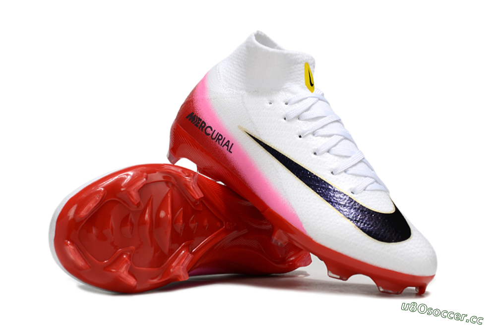 Kids Nike Air Zoom Mercurial Superfly 10 Elite FG Firm Ground High-Tops Football Boots - White/Black/Red 1