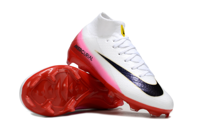 Kids Nike Air Zoom Mercurial Superfly 10 Elite FG Firm Ground High-Tops Football Boots - White/Black/Red
