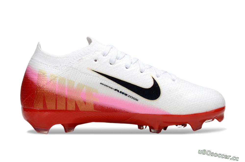 Kids Nike Air Zoom Mercurial Vapor 16 Elite FG Firm Ground Low-Tops Football Boots - White/Black/Red 4