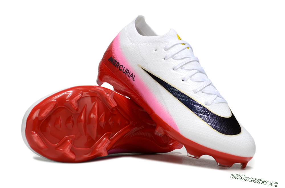 Kids Nike Air Zoom Mercurial Vapor 16 Elite FG Firm Ground Low-Tops Football Boots - White/Black/Red 1