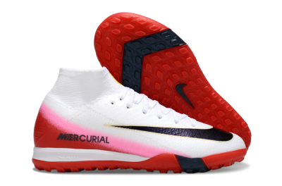Kids Nike Air Zoom Mercurial Superfly 10 Elite TF Artificial Turf High-Tops Football Shoes - White/Black/Red