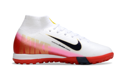 Kids Nike Air Zoom Mercurial Superfly 10 Elite TF Artificial Turf High-Tops Football Shoes - White/Black/Red