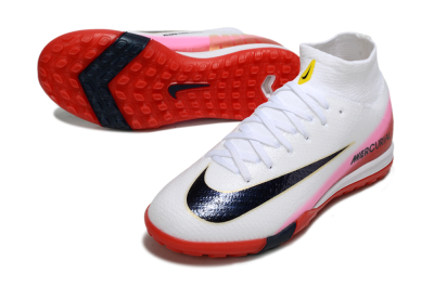 Kids Nike Air Zoom Mercurial Superfly 10 Elite TF Artificial Turf High-Tops Football Shoes - White/Black/Red