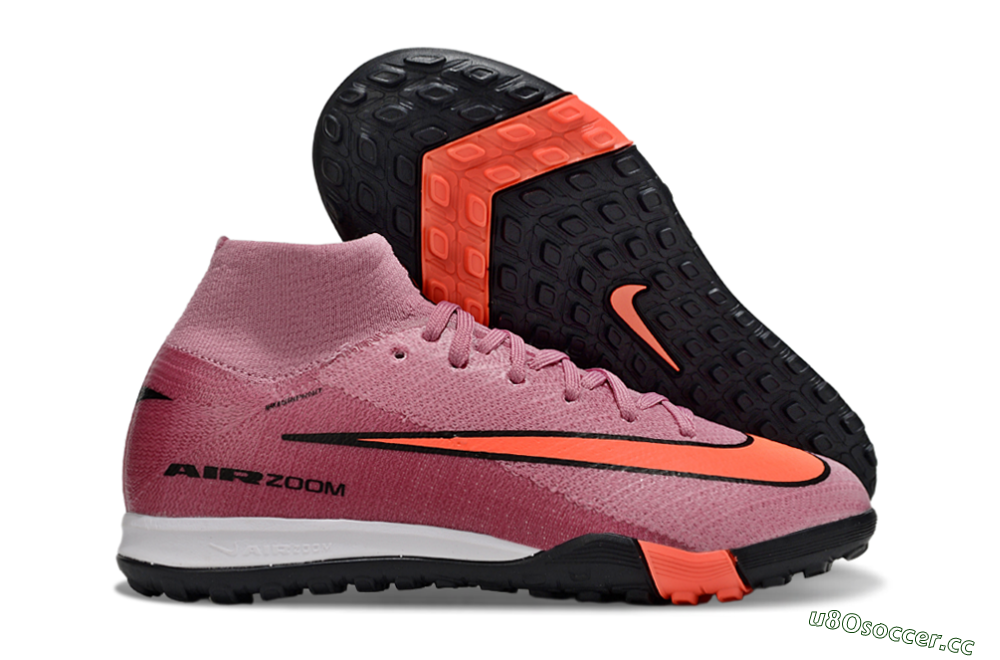 Kids Nike Air Zoom Mercurial Superfly 10 Elite TF Artificial Turf High-Tops Football Shoes - Pink/Red/Black 2