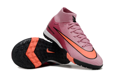 Kids Nike Air Zoom Mercurial Superfly 10 Elite TF Artificial Turf High-Tops Football Shoes - Pink/Red/Black