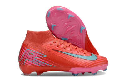 Kids Nike Air Zoom Mercurial Superfly 10 Elite FG Firm Ground High-Tops Football Boots - Red/Jade/Pink
