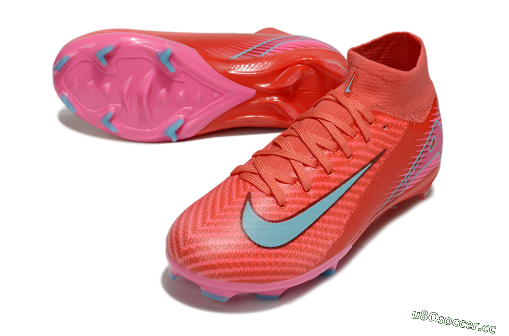 Kids Nike Air Zoom Mercurial Superfly 10 Elite FG Firm Ground High-Tops Football Boots - Red/Jade/Pink 3