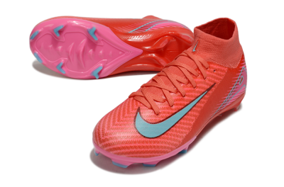 Kids Nike Air Zoom Mercurial Superfly 10 Elite FG Firm Ground High-Tops Football Boots - Red/Jade/Pink