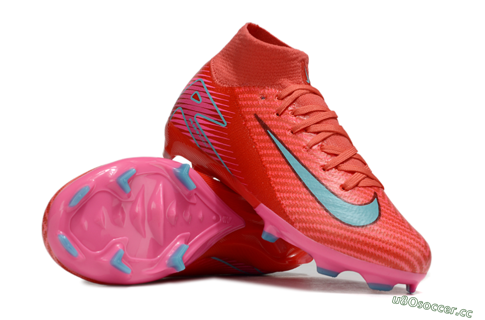 Kids Nike Air Zoom Mercurial Superfly 10 Elite FG Firm Ground High-Tops Football Boots - Red/Jade/Pink 1