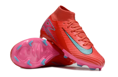 Kids Nike Air Zoom Mercurial Superfly 10 Elite FG Firm Ground High-Tops Football Boots - Red/Jade/Pink