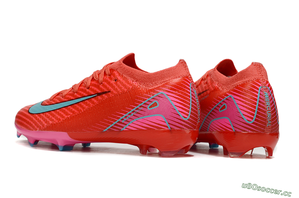 Kids Nike Air Zoom Mercurial Vapor 16 Elite FG Firm Ground Low-Tops Football Boots - Red/Jade/White 5