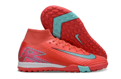 Kids Nike Air Zoom Mercurial Superfly 10 Elite TF Artificial Turf High-Tops Football Shoes - Red/Jade/Pink