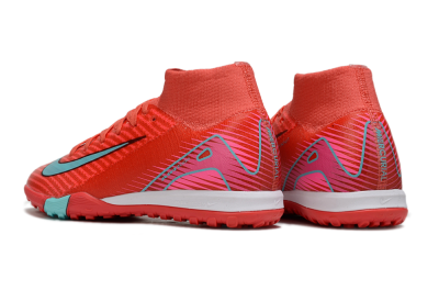 Kids Nike Air Zoom Mercurial Superfly 10 Elite TF Artificial Turf High-Tops Football Shoes - Red/Jade/Pink