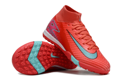 Kids Nike Air Zoom Mercurial Superfly 10 Elite TF Artificial Turf High-Tops Football Shoes - Red/Jade/Pink