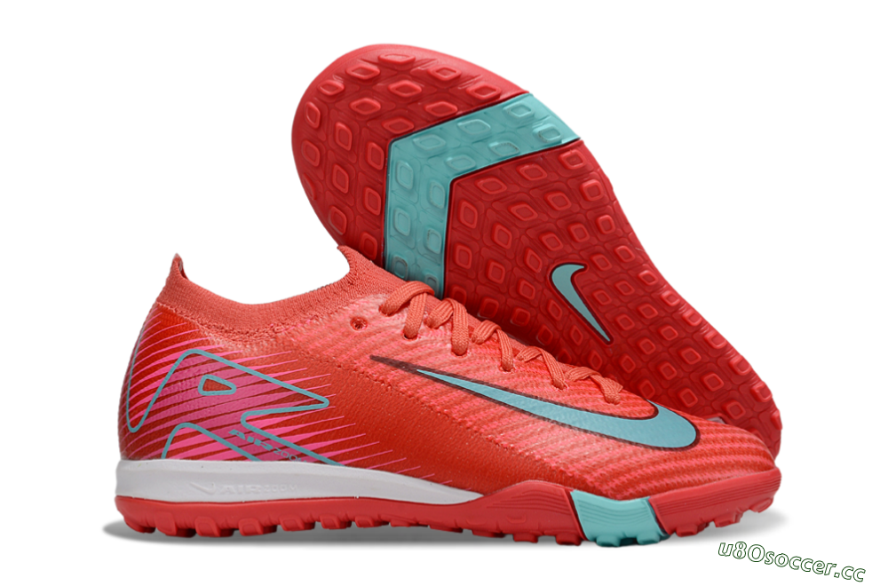 Kids Nike Air Zoom Mercurial Vapor 16 Elite TF Artificial Turf Low-Tops Football Shoes - Red/Jade/White 2