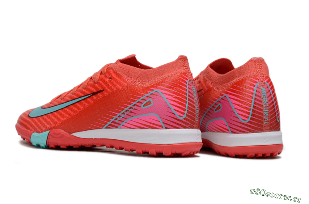 Kids Nike Air Zoom Mercurial Vapor 16 Elite TF Artificial Turf Low-Tops Football Shoes - Red/Jade/White 5