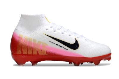 Kids Nike Air Zoom Mercurial Superfly 10 Elite FG Firm Ground High-Tops Football Boots - White/Black/Red