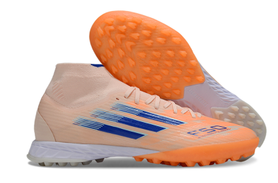 Men's Adidas F50 Elite Mid TF Artificial Turf High-Tops Football Boots - Red/Blue/White