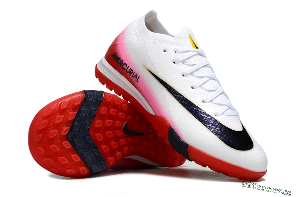 Kids Nike Air Zoom Mercurial Vapor 16 Elite TF Artificial Turf Low-Tops Football Shoes - White/Black/Red 1