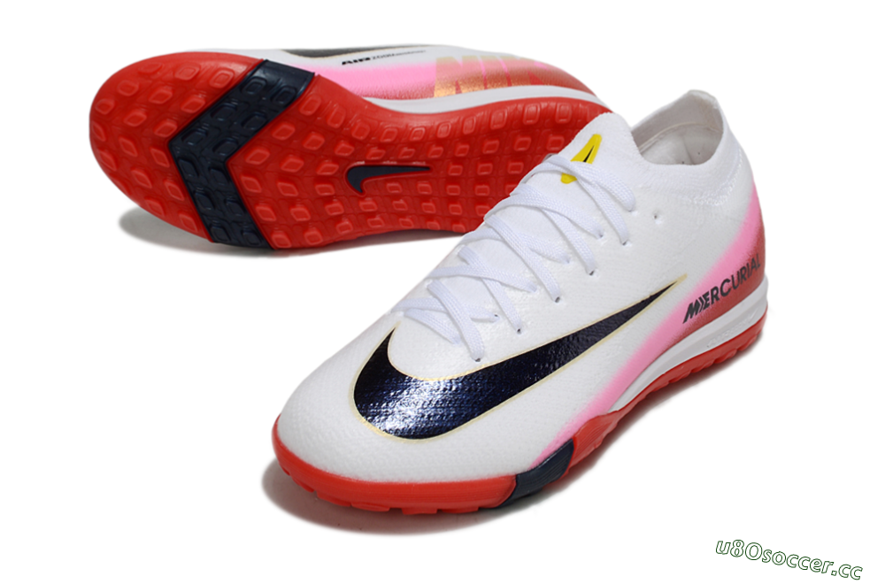 Kids Nike Air Zoom Mercurial Vapor 16 Elite TF Artificial Turf Low-Tops Football Shoes - White/Black/Red 3