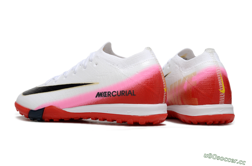 Kids Nike Air Zoom Mercurial Vapor 16 Elite TF Artificial Turf Low-Tops Football Shoes - White/Black/Red 4
