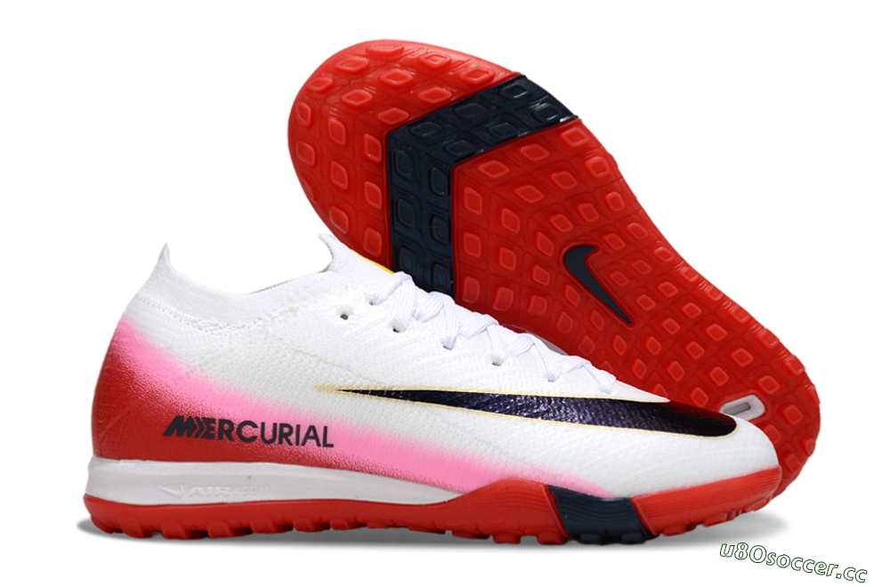 Kids Nike Air Zoom Mercurial Vapor 16 Elite TF Artificial Turf Low-Tops Football Shoes - White/Black/Red 2