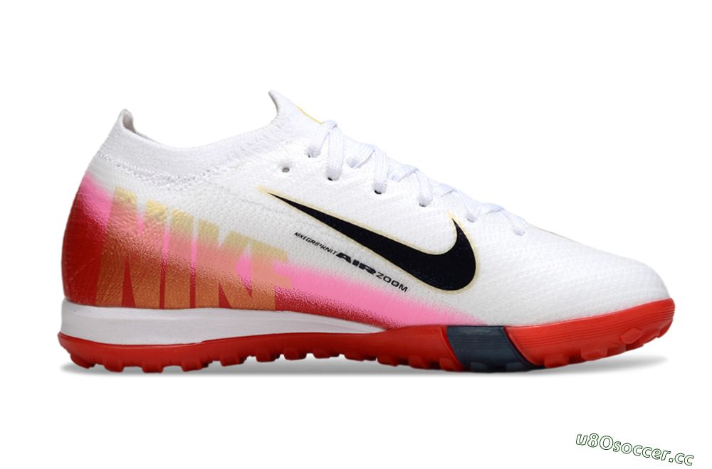 Kids Nike Air Zoom Mercurial Vapor 16 Elite TF Artificial Turf Low-Tops Football Shoes - White/Black/Red 5