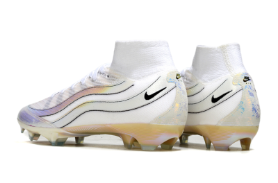 Unisex Nike Air Zoom Mercurial Superfly 10 Elite FG Firm Ground High-Tops Football Boots - White/Beige/Black