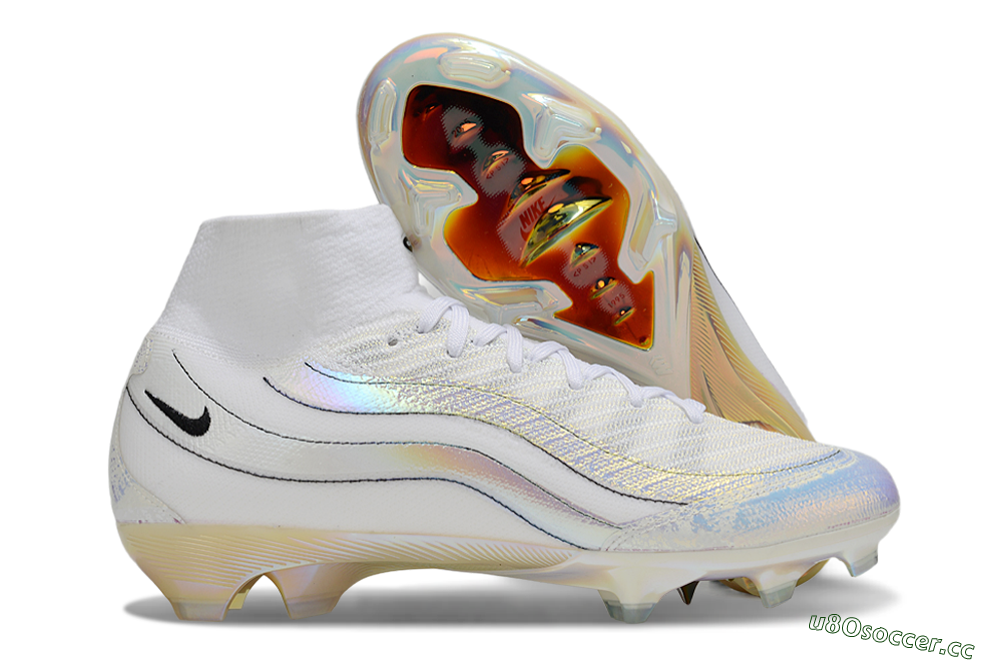 Unisex Nike Air Zoom Mercurial Superfly 10 Elite FG Firm Ground High-Tops Football Boots - White/Beige/Black 2