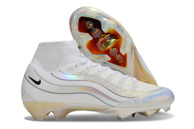 Unisex Nike Air Zoom Mercurial Superfly 10 Elite FG Firm Ground High-Tops Football Boots - White/Beige/Black