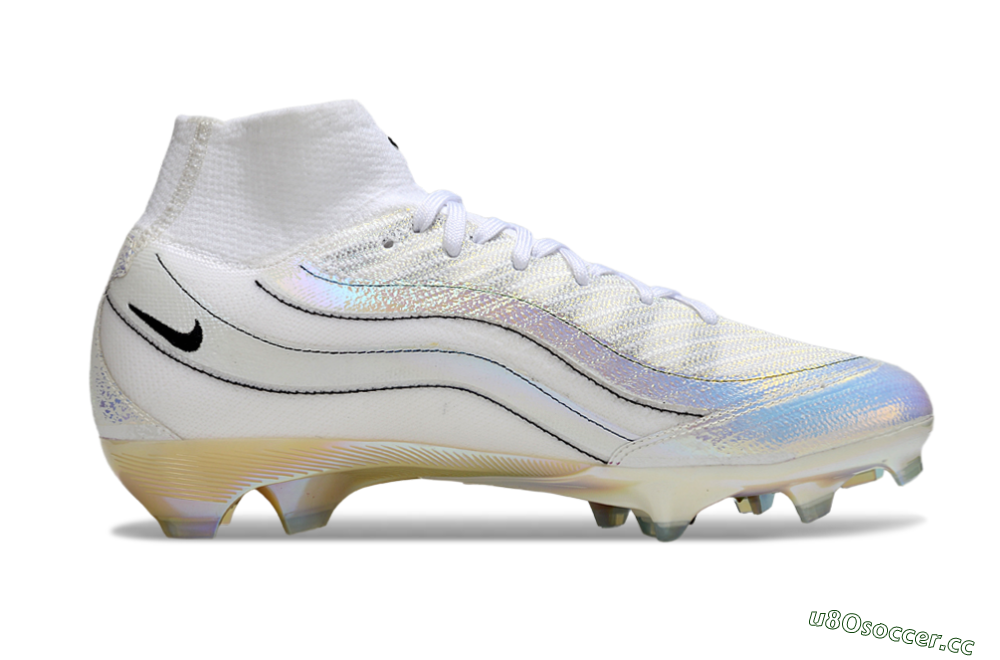 Unisex Nike Air Zoom Mercurial Superfly 10 Elite FG Firm Ground High-Tops Football Boots - White/Beige/Black 5
