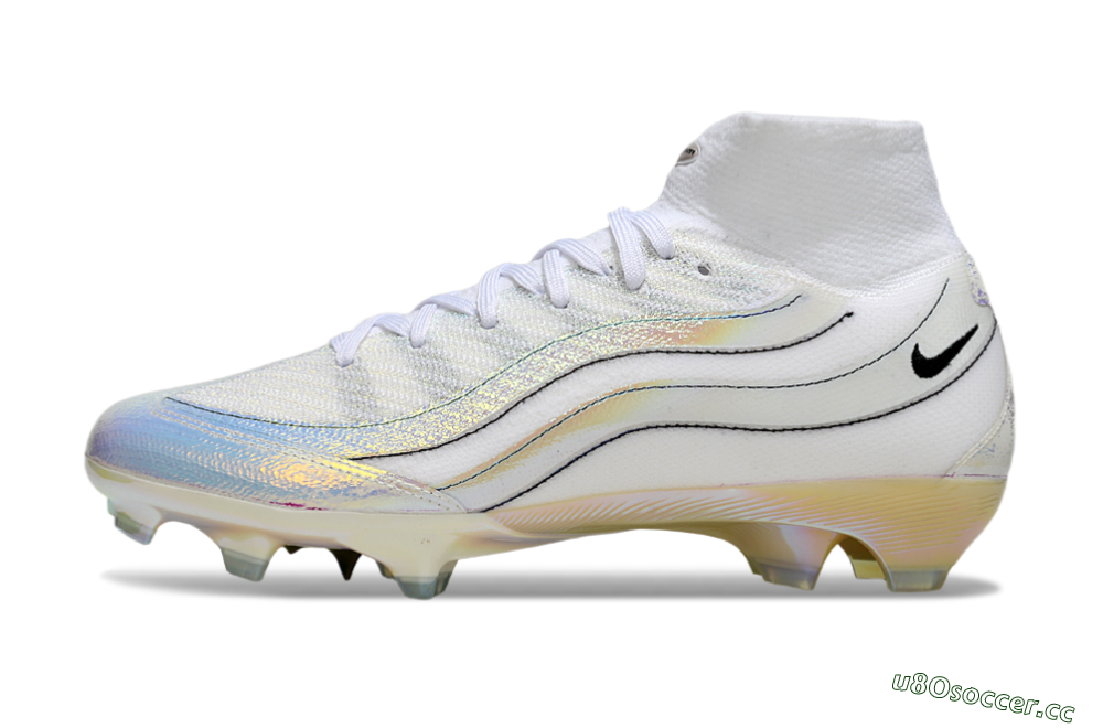 Unisex Nike Air Zoom Mercurial Superfly 10 Elite FG Firm Ground High-Tops Football Boots - White/Beige/Black 0