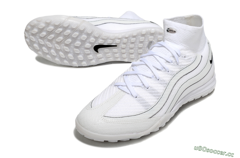 Unisex Nike Air Zoom Mercurial Superfly 10 Elite TF Artificial Turf High-Tops Football Shoes - White/Beige/Black 3