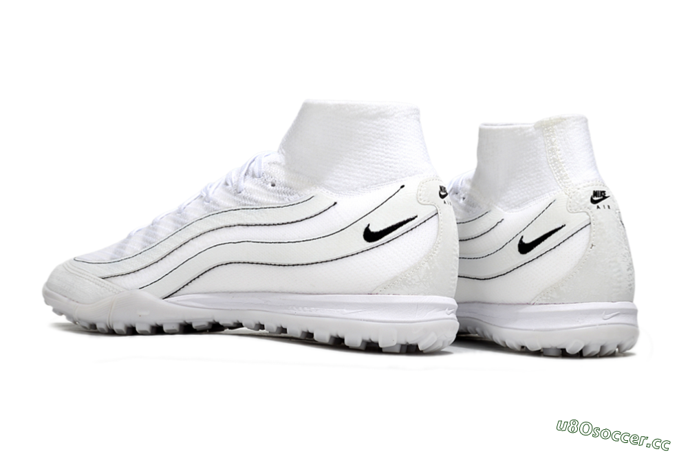 Unisex Nike Air Zoom Mercurial Superfly 10 Elite TF Artificial Turf High-Tops Football Shoes - White/Beige/Black 4