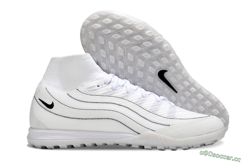 Unisex Nike Air Zoom Mercurial Superfly 10 Elite TF Artificial Turf High-Tops Football Shoes - White/Beige/Black 2