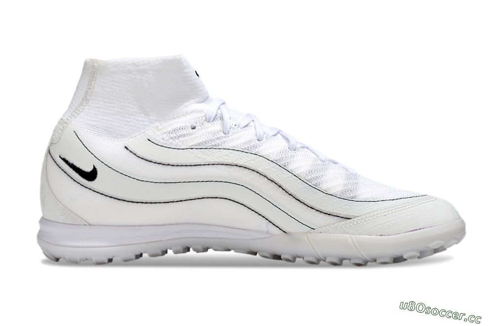 Unisex Nike Air Zoom Mercurial Superfly 10 Elite TF Artificial Turf High-Tops Football Shoes - White/Beige/Black 5